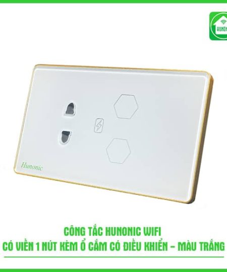 Công Tắc Cảm Ứng Wifi Hunonic HCN Viền Vàng 2 in 1 Trắng/Đen