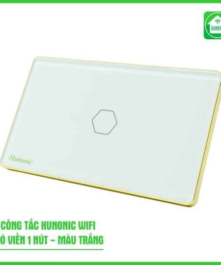 Công Tắc Cảm Ứng Wifi Hunonic HCN Viền Vàng 1 Nút Trắng/Đen
