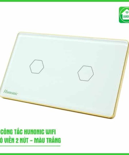 Công Tắc Cảm Ứng Wifi Hunonic HCN Viền Vàng 2 Nút Trắng/Đen
