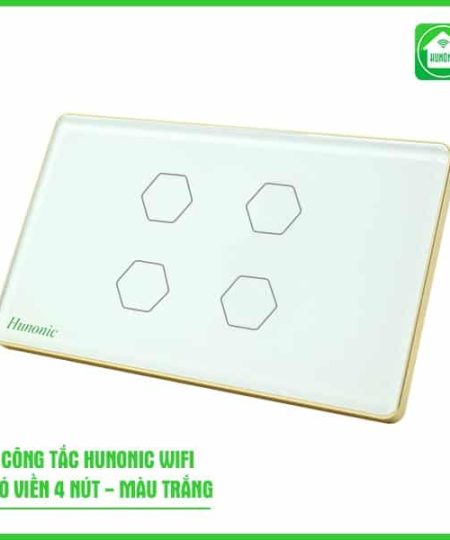 Công Tắc Cảm Ứng Wifi Hunonic HCN Viền Vàng 4 Nút Trắng/Đen