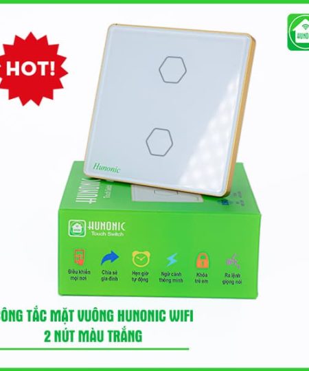 Công Tắc Hunonic Wifi 2 Nút Mặt Vuông