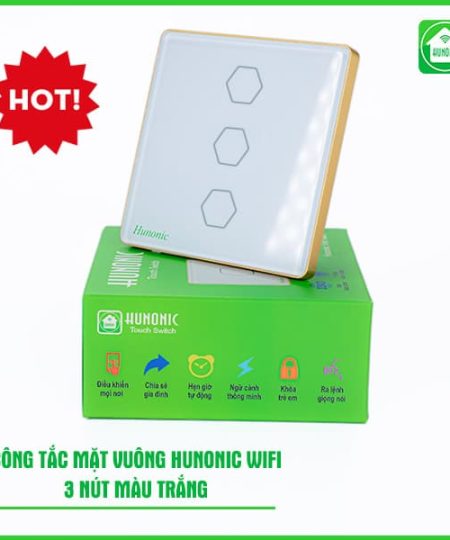 Công Tắc Hunonic Wifi 3 Nút Mặt Vuông