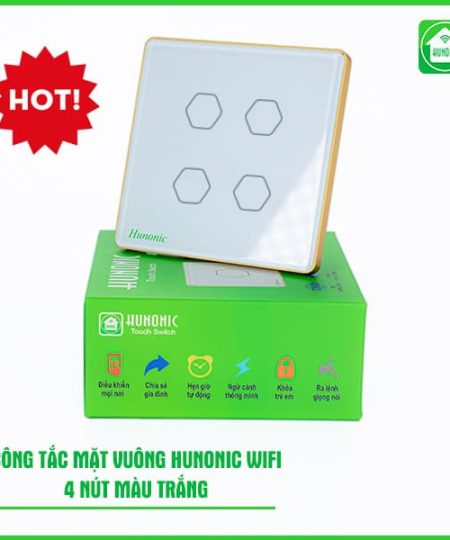 Công Tắc Hunonic Wifi 4 Nút Mặt Vuông