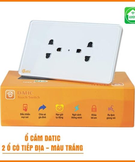 Ổ Cắm Datic 2 Ổ Có Tiếp Địa Màu Trắng/Đen