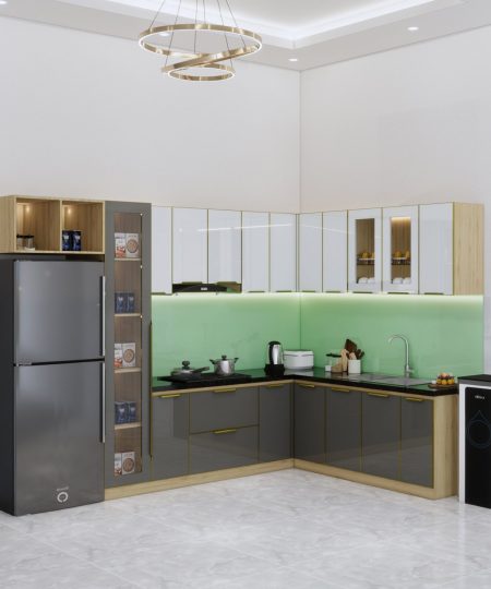 HỆ TỦ BẾP CÁNH KÍNH MẪU 2