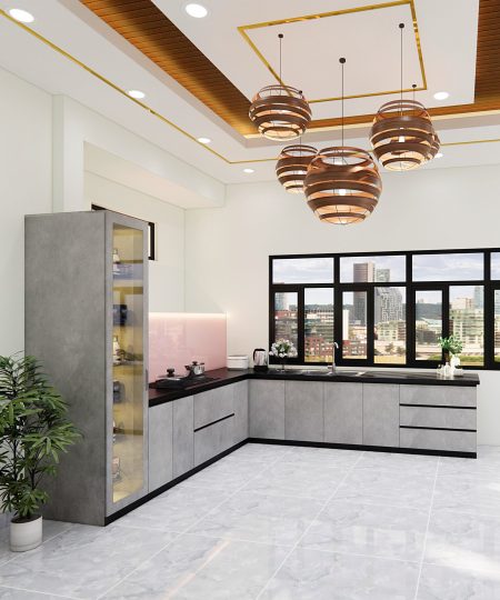 HỆ TỦ BẾP CÁNH MDF PHỦ MELAMINE MẪU 8
