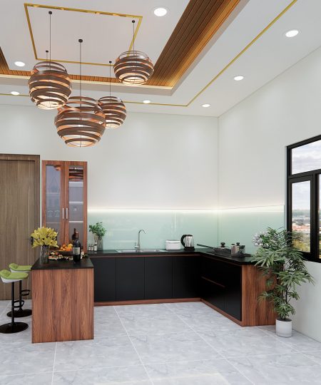 HỆ TỦ BẾP CÁNH MDF PHỦ MELAMINE MẪU 4