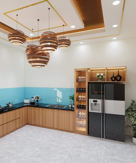 HỆ TỦ BẾP CÁNH MDF PHỦ MELAMINE MẪU 5