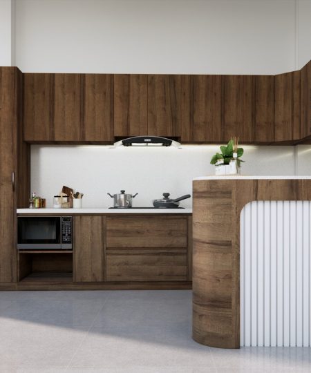 HỆ TỦ BẾP CÁNH MDF PHỦ MELAMINE MẪU 7
