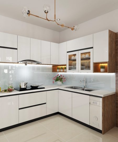 HỆ TỦ BẾP CÁNH MDF PHỦ MELAMINE MẪU 9