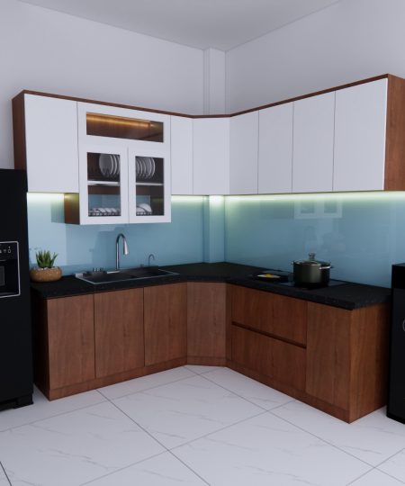 HỆ TỦ BẾP CÁNH MDF PHỦ MELAMINE MẪU 10