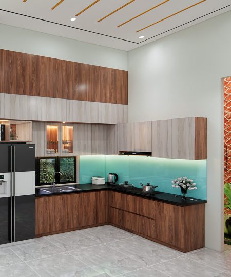 HỆ TỦ BẾP CÁNH MDF PHỦ MELAMINE MẪU 3