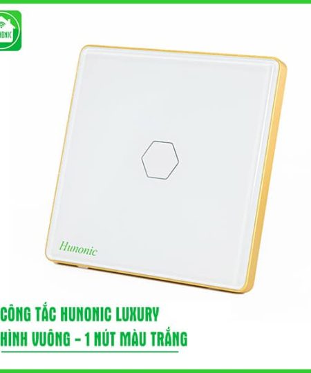 Công Tắc Hunonic Luxury HV Viền Vàng 1 Nút Trắng/Đen