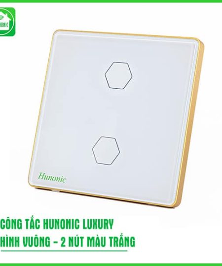 Công Tắc Hunonic Luxury HV Viền Vàng 2 Nút Trắng/Đen