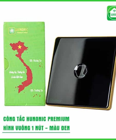 Công Tắc Hunonic Premium HV Viền Vàng 1 Nút