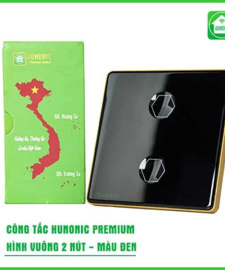 Công Tắc Hunonic Premium HV Viền Vàng 2 Nút