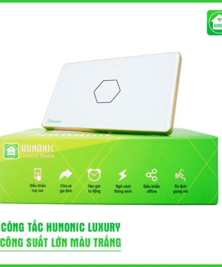 Công Tắc Hunonic Luxury HCN Viền Vàng CSL Trắng/Đen