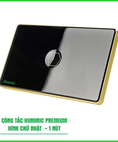 Công Tắc Hunonic Premium HCN Viền Vàng 1 Nút