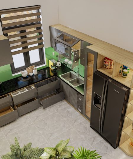 HỆ TỦ BẾP CÁNH ACRYLIC MẪU 17