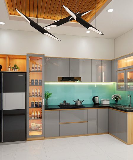 HỆ TỦ BẾP CÁNH ACRYLIC MẪU 35
