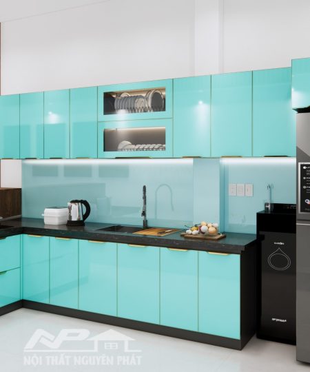 HỆ TỦ BẾP CÁNH KÍNH MẪU 14