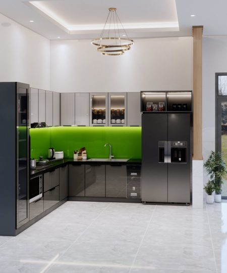 HỆ TỦ BẾP CÁNH KÍNH MẪU 16
