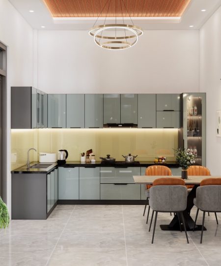 HỆ TỦ BẾP CÁNH KÍNH MẪU 17