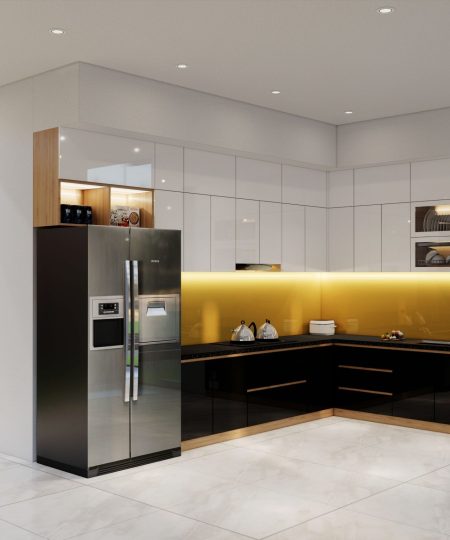 HỆ TỦ BẾP CÁNH KÍNH MẪU 21