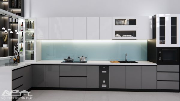 tủ bếp cánh kính mẫu 12