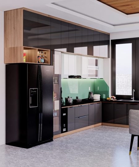 HỆ TỦ BẾP CÁNH KÍNH MẪU 24