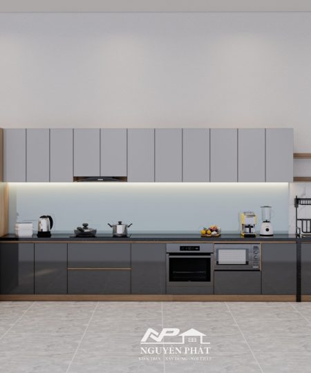 HỆ TỦ BẾP CÁNH KÍNH MẪU 8