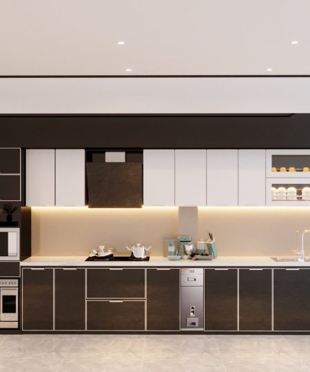 HỆ TỦ BẾP CÁNH KÍNH MẪU 9
