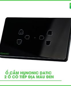 Ổ Cắm Hunonic Datic 2 Ổ Có Tiếp Địa Màu Đen