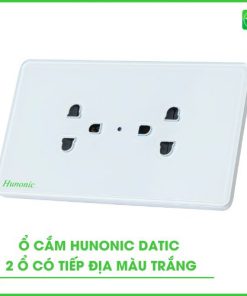 Ổ Cắm Hunonic Datic 2 Ổ Có Tiếp Địa Màu Trắng