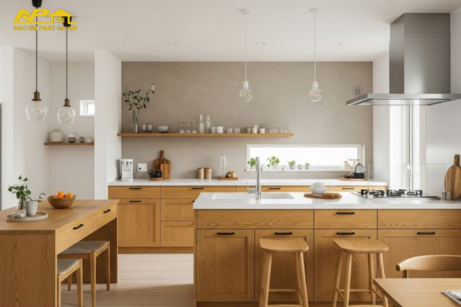 Phòng khách liền bếp với không gian mở