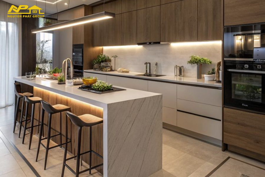 Thiết kế bếp có quầy bar mini